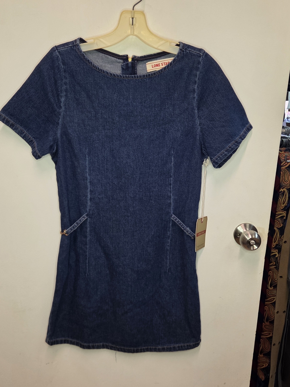 NWT Lone Star Denim Short-Sleeve Tunic Dress in Dark Blue